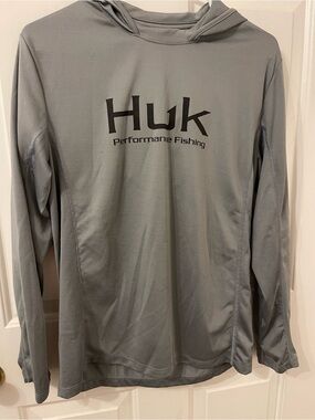 Huk Men's Performance Fishing Shirt with Hood - Gray